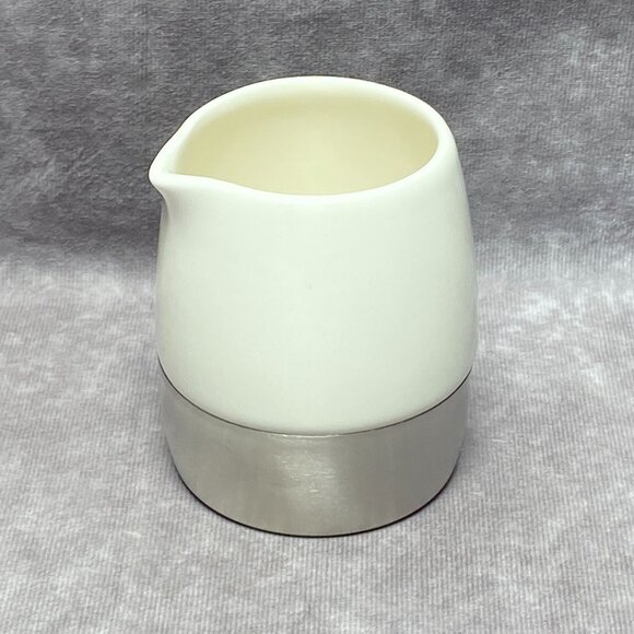 Starbucks Coffee 2005 Creamer Pitcher White & Stainless Steel - Picture 1 of 7